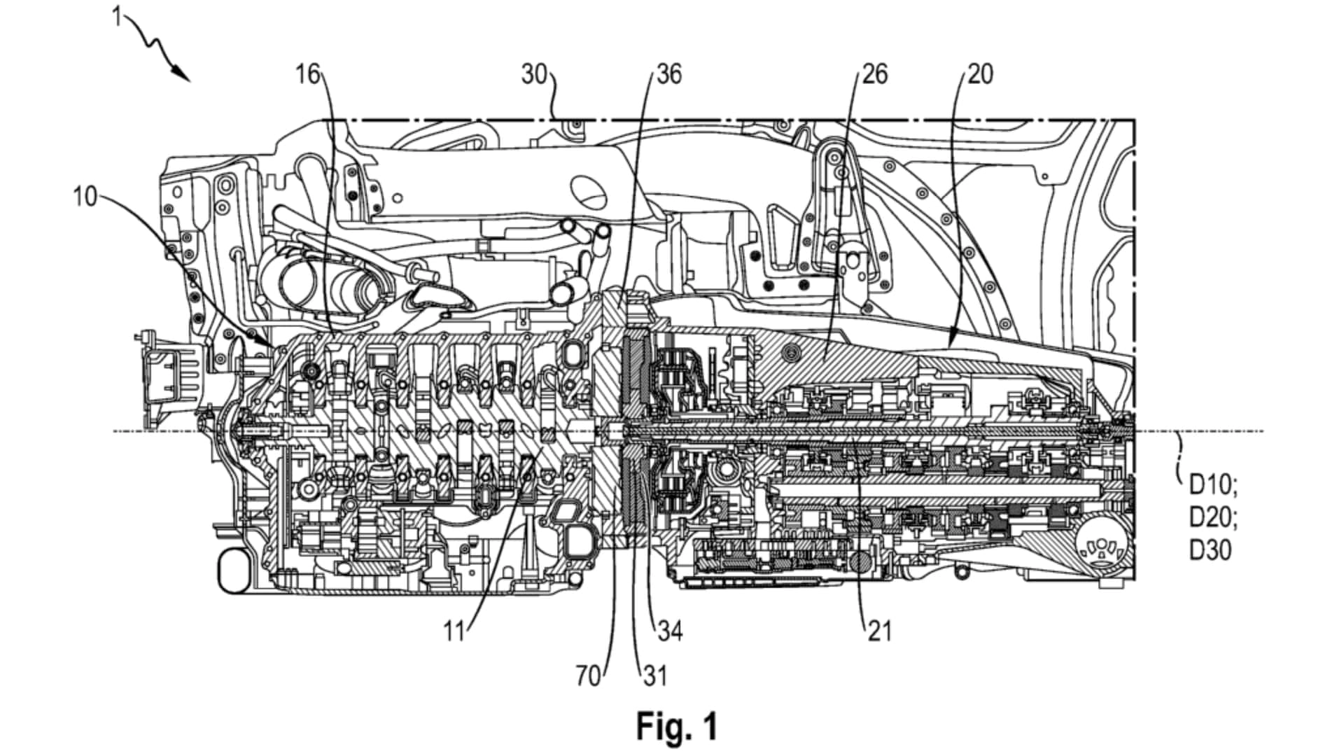 Porsche axial flux hybrid powertrain patent